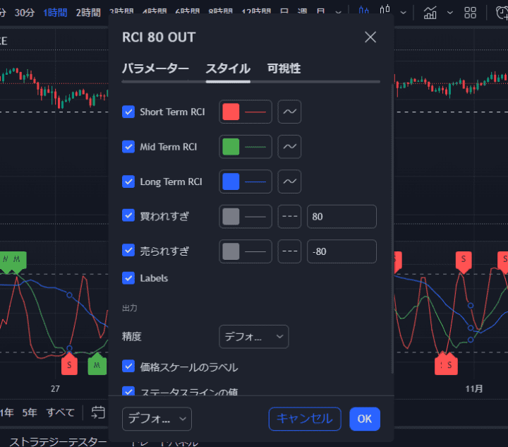 RCI80OUTスタイル画面